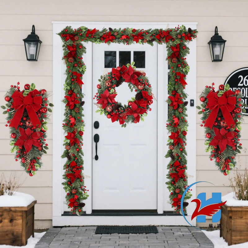 Sada dekorácií veniec so sametovými kvetmi, plastový materiál, zavesenie hore nohami, značka Zonghong