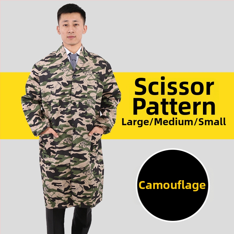 Pánska pracovná bunda s dlhým rukávom, maskovací vzor, štyri sezóny, 100% polyester, zmes chemických vlákien, proti znečisteniu a dekontaminácii