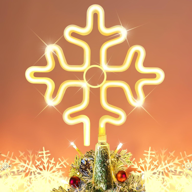 Karácsonyfa tetején világító dísz, geometriai fém, európai stílus (Modell E01193, fém, geometriai forma, karácsony)