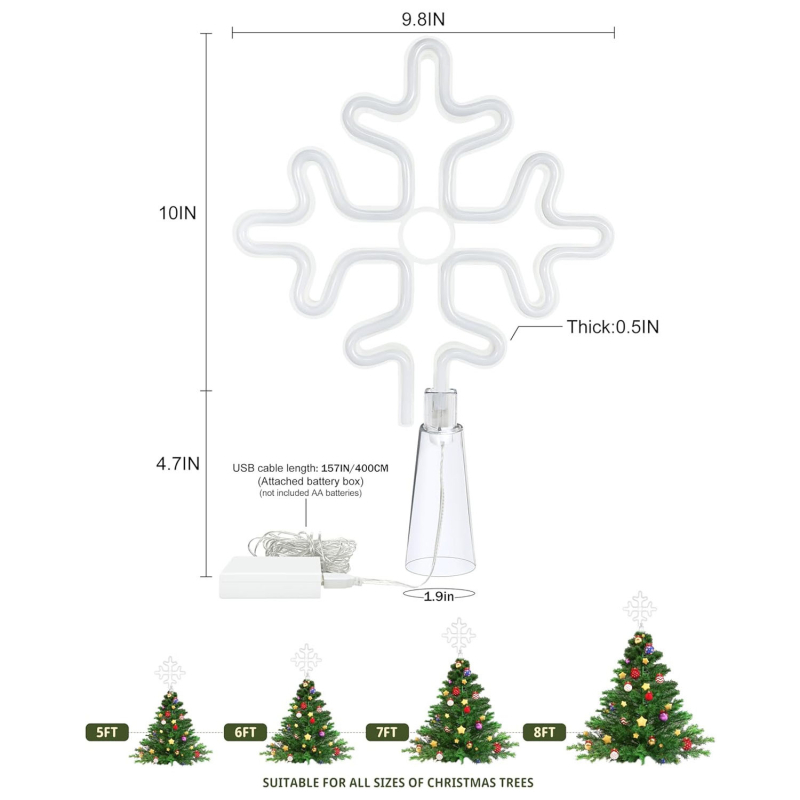 Karácsonyfa tetején világító dísz, geometriai fém, európai stílus (Modell E01193, fém, geometriai forma, karácsony)