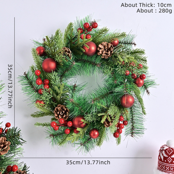 Karácsonyi koszorú rattan gyűrűvel és tobozokkal, modern művészeti stílus; anyagok: fa, műanyag, PVC; márka: Comfortable pattern; alkalmas Karácsonyra