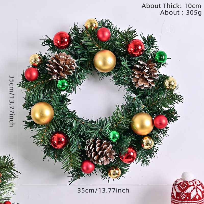 Karácsonyi koszorú rattan gyűrűvel és tobozokkal, modern művészeti stílus; anyagok: fa, műanyag, PVC; márka: Comfortable pattern; alkalmas Karácsonyra