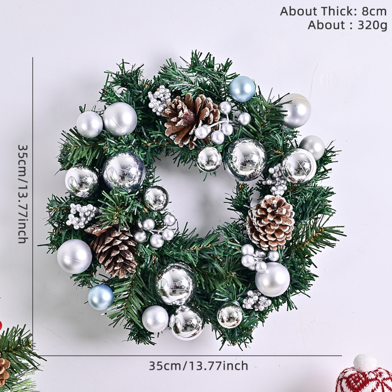 Karácsonyi koszorú rattan gyűrűvel és tobozokkal, modern művészeti stílus; anyagok: fa, műanyag, PVC; márka: Comfortable pattern; alkalmas Karácsonyra