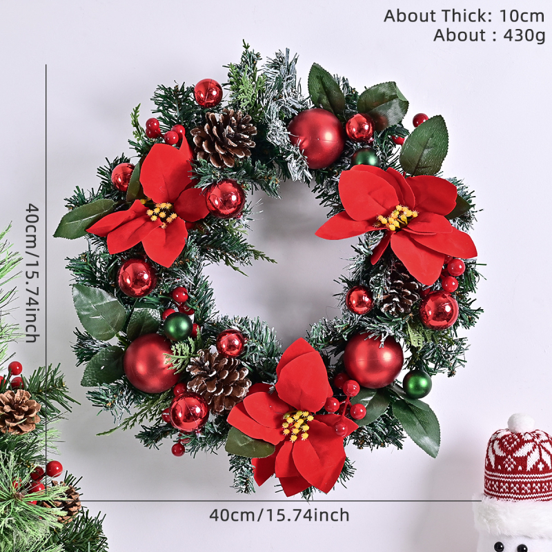 Karácsonyi koszorú rattan gyűrűvel és tobozokkal, modern művészeti stílus; anyagok: fa, műanyag, PVC; márka: Comfortable pattern; alkalmas Karácsonyra