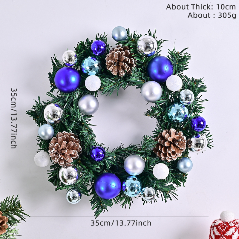 Karácsonyi koszorú rattan gyűrűvel és tobozokkal, modern művészeti stílus; anyagok: fa, műanyag, PVC; márka: Comfortable pattern; alkalmas Karácsonyra