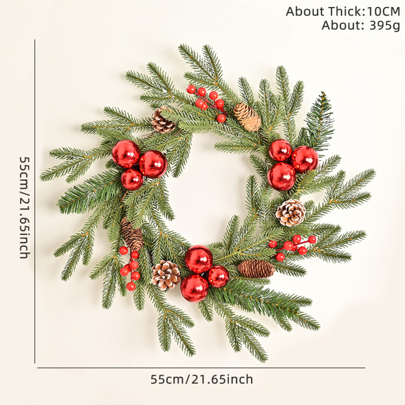 Karácsonyi koszorú rattan gyűrűvel és tobozokkal, modern művészeti stílus; anyagok: fa, műanyag, PVC; márka: Comfortable pattern; alkalmas Karácsonyra