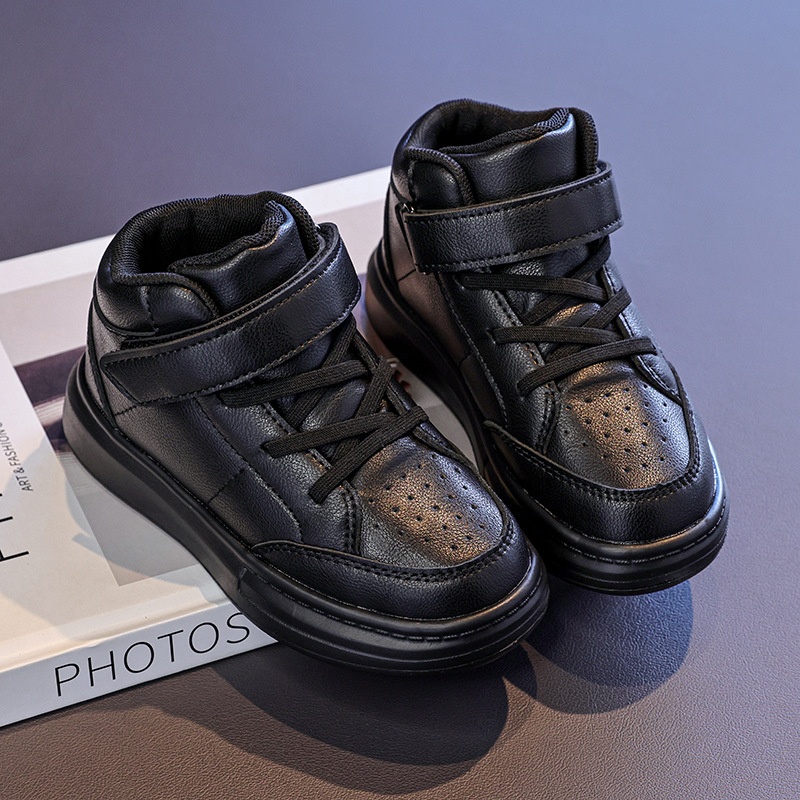 Pantofi sport unisex din piele artificială, înălțime medie, închidere Velcro, talpă EVA, design monocrom