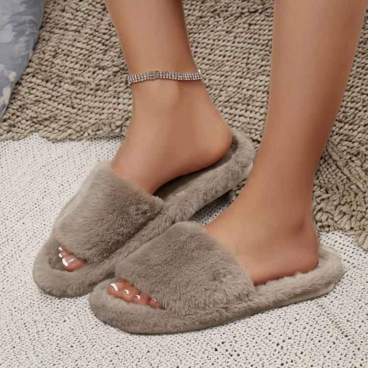 Papuče za kućnu upotrebu s zatvorenim prstom, umjetnom krznom na gornjem dijelu, EVA pjena potplat, svakodnevni stil, model SQ-9, zima 2025.