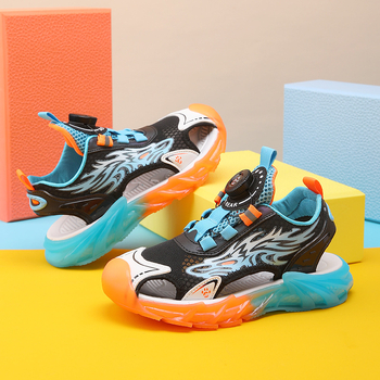 Fiúknak szóló sportos szandál, textil felsőrész, EVA talp, forgatható gombos zárás, 4–16 éves korig