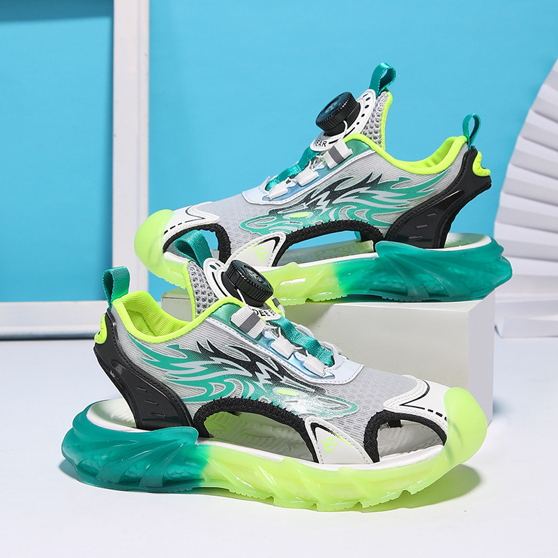 Fiúknak szóló sportos szandál, textil felsőrész, EVA talp, forgatható gombos zárás, 4–16 éves korig