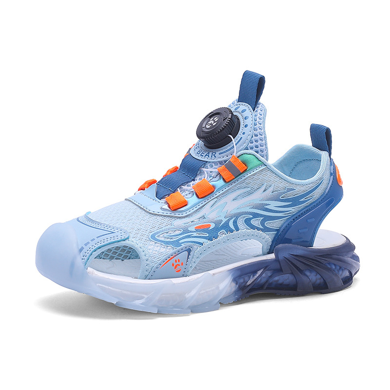 Fiúknak szóló sportos szandál, textil felsőrész, EVA talp, forgatható gombos zárás, 4–16 éves korig