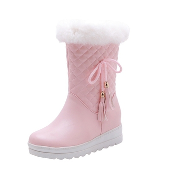 Női csizma PU felső rész, gumitalp, belső talpbetét műszőrből, belső bélés műszőrből, középmagas a vádlira