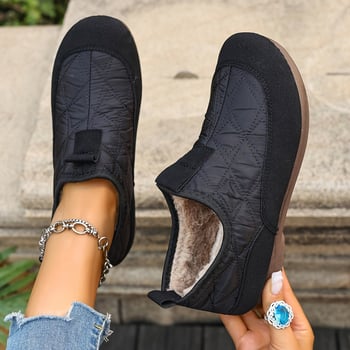 Női pamut hócsizmák - meleg fleece-bélés, könnyű, slip-on, kerek orr, alacsony szár