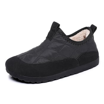 Női pamut hócsizmák - meleg fleece-bélés, könnyű, slip-on, kerek orr, alacsony szár