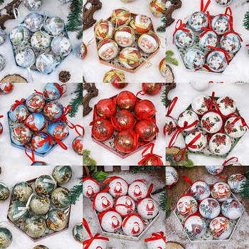 Penové vianočné guličky ozdoby, tlačené, európsky štýl, balenie 14 kusov