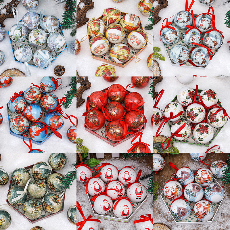 Penové vianočné guličky ozdoby, tlačené, európsky štýl, balenie 14 kusov