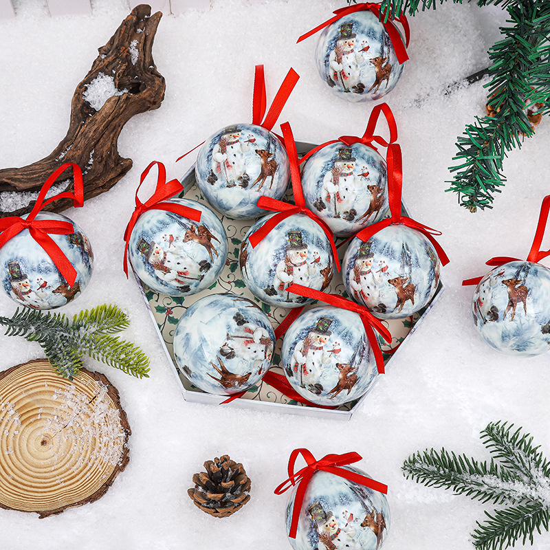 Penové vianočné guličky ozdoby, tlačené, európsky štýl, balenie 14 kusov