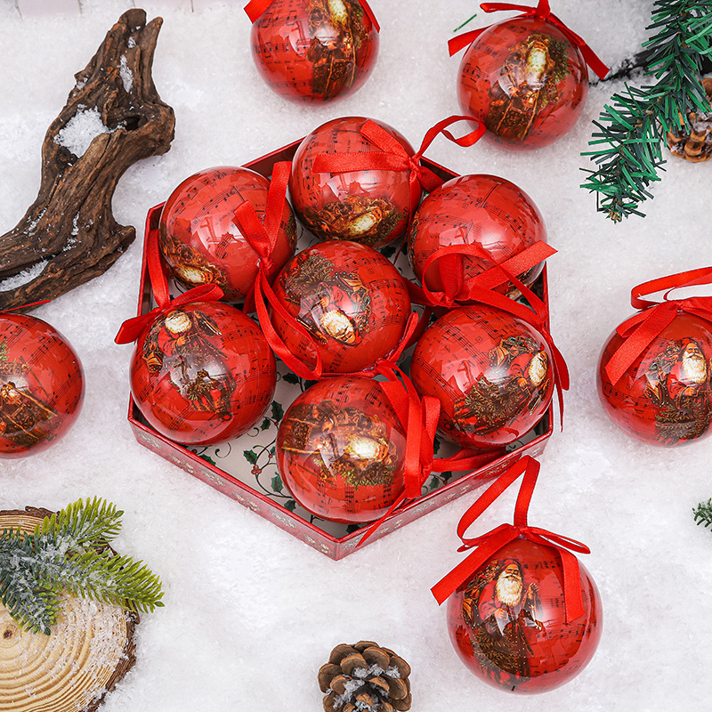 Penové vianočné guličky ozdoby, tlačené, európsky štýl, balenie 14 kusov