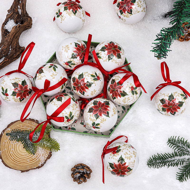 Penové vianočné guličky ozdoby, tlačené, európsky štýl, balenie 14 kusov