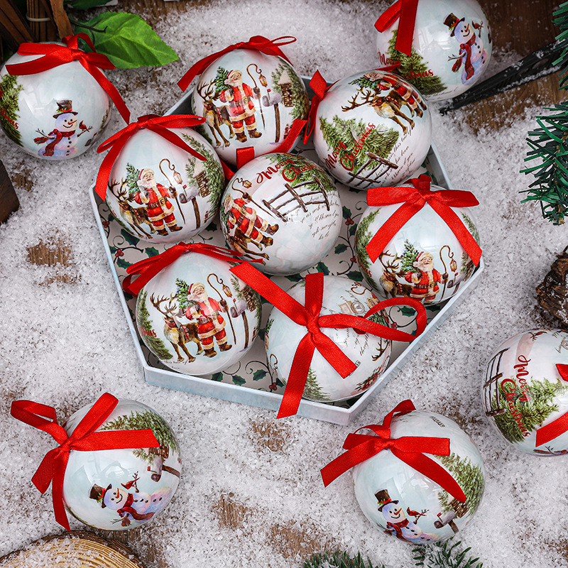 Penové vianočné guličky ozdoby, tlačené, európsky štýl, balenie 14 kusov