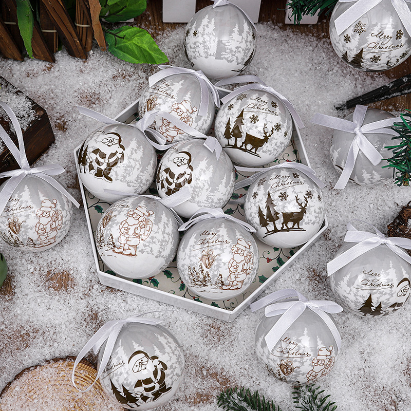 Penové vianočné guličky ozdoby, tlačené, európsky štýl, balenie 14 kusov