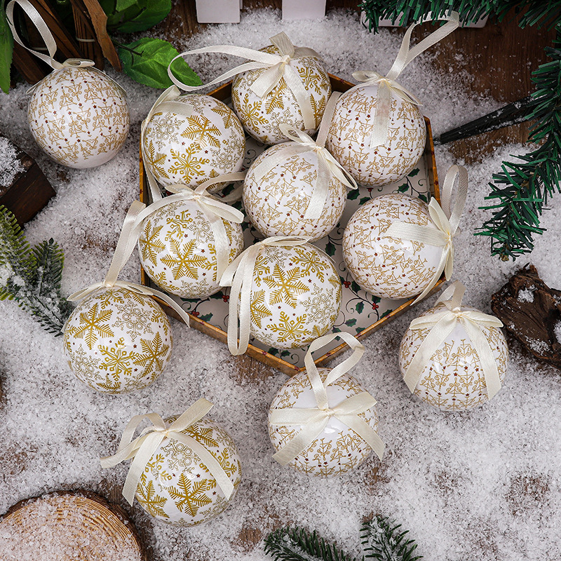 Penové vianočné guličky ozdoby, tlačené, európsky štýl, balenie 14 kusov