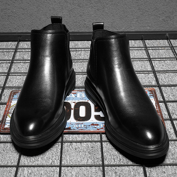 Férfi Chelsea bakancs hegyes orrú, PU felső rész, gumi talp, alacsony sarok 1–3 cm, koreai stílus, őszre
