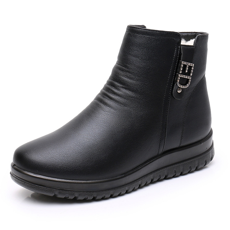 Női téli bokacipő, felső: Super Fiber, belső műszőrme bélés, oldalsó cipzár, casual stílus, PU talp