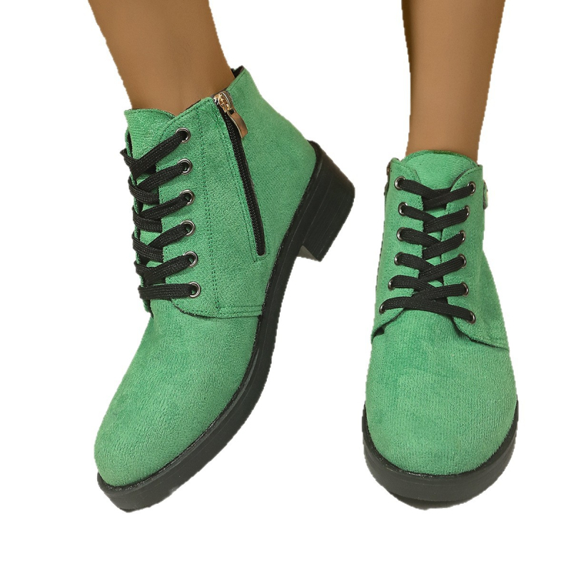 Bokacsizma fűzővel és bőrpánttal, vastag alacsony sarok 1–3 cm, PU felső rész, gumi talp