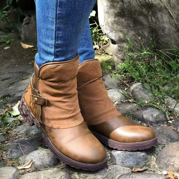 Martin csizmák fleece belsővel, kerek orrú, oldalsó cipzár, PU felső rész, gumírozott talp