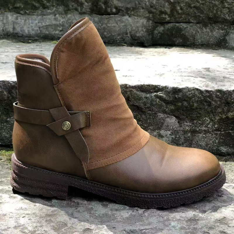 Martin csizmák fleece belsővel, kerek orrú, oldalsó cipzár, PU felső rész, gumírozott talp