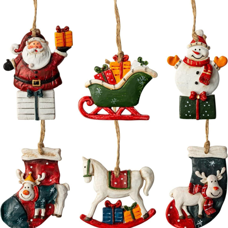 Vianočný príves z živice, americký retro štýl (Materiál: živica; Prispôsobenie: Žiadne; Darček: Nie)