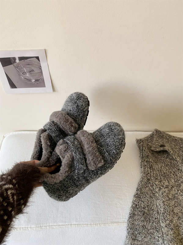 Дамски памучни обувки с леопардов принт, подплата от изкуствен пух, велкро закопчаване, гумена подметка