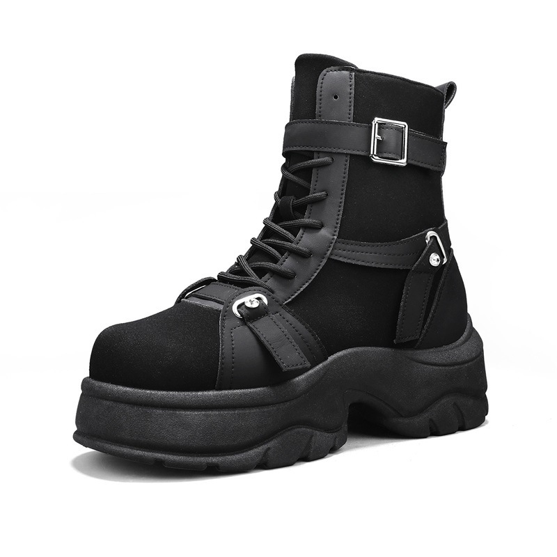 Работни обувки от кожа, PVC подметка, висока горна част, кръгъл нос, закопчаване с катарама