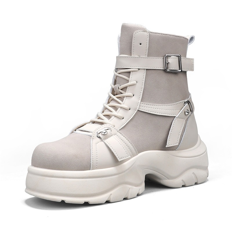 Работни обувки от кожа, PVC подметка, висока горна част, кръгъл нос, закопчаване с катарама