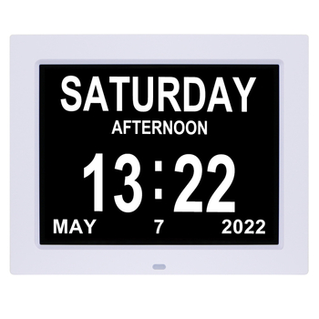 Ceas inteligent cu alarmă de 8,7 inch pentru vârstnici, cu font mare, calendar și ramă foto, reminder pentru medicamente, redare muzică și video, rezoluție 1024x768, luminozitate 350 lm, suport SD/USB/MMC