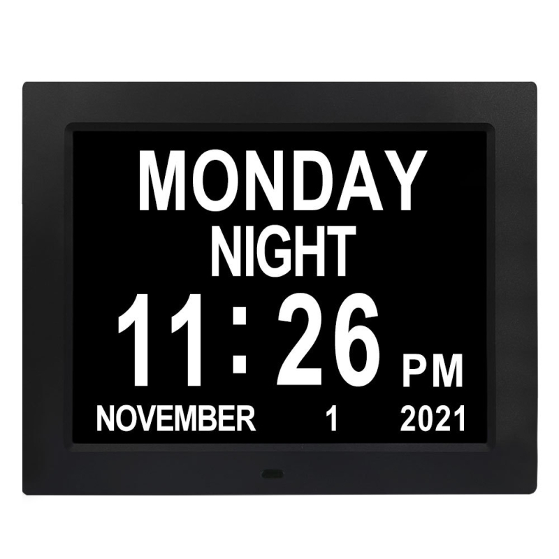 Ceas inteligent cu alarmă de 8,7 inch pentru vârstnici, cu font mare, calendar și ramă foto, reminder pentru medicamente, redare muzică și video, rezoluție 1024x768, luminozitate 350 lm, suport SD/USB/MMC