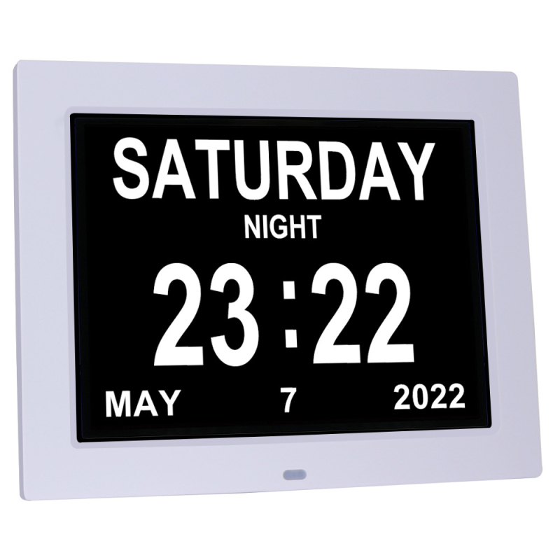 Ceas inteligent cu alarmă de 8,7 inch pentru vârstnici, cu font mare, calendar și ramă foto, reminder pentru medicamente, redare muzică și video, rezoluție 1024x768, luminozitate 350 lm, suport SD/USB/MMC
