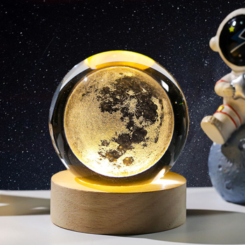 Krištáľová guľa nočné svetlo s laserovým gravírovaním galaxie Slnečnej sústavy – Materiál: Kryštál; Štýl: Moderný minimalistický; Stolná dekorácia