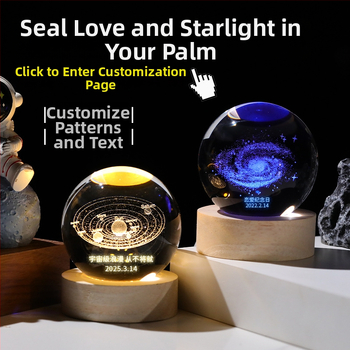 Krištáľová guľa nočné svetlo s laserovým gravírovaním galaxie Slnečnej sústavy – Materiál: Kryštál; Štýl: Moderný minimalistický; Stolná dekorácia