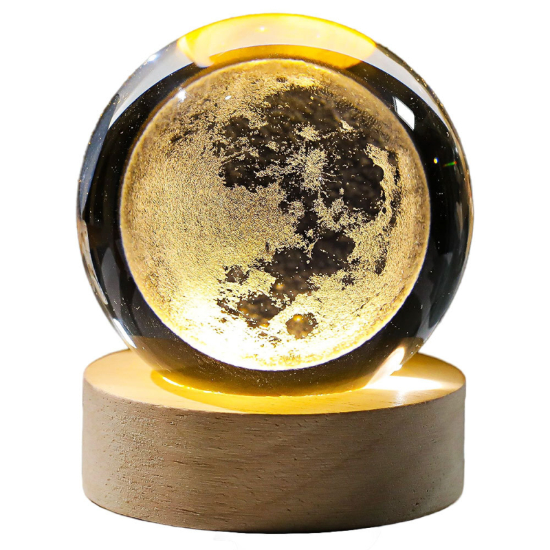 Krištáľová guľa nočné svetlo s laserovým gravírovaním galaxie Slnečnej sústavy – Materiál: Kryštál; Štýl: Moderný minimalistický; Stolná dekorácia