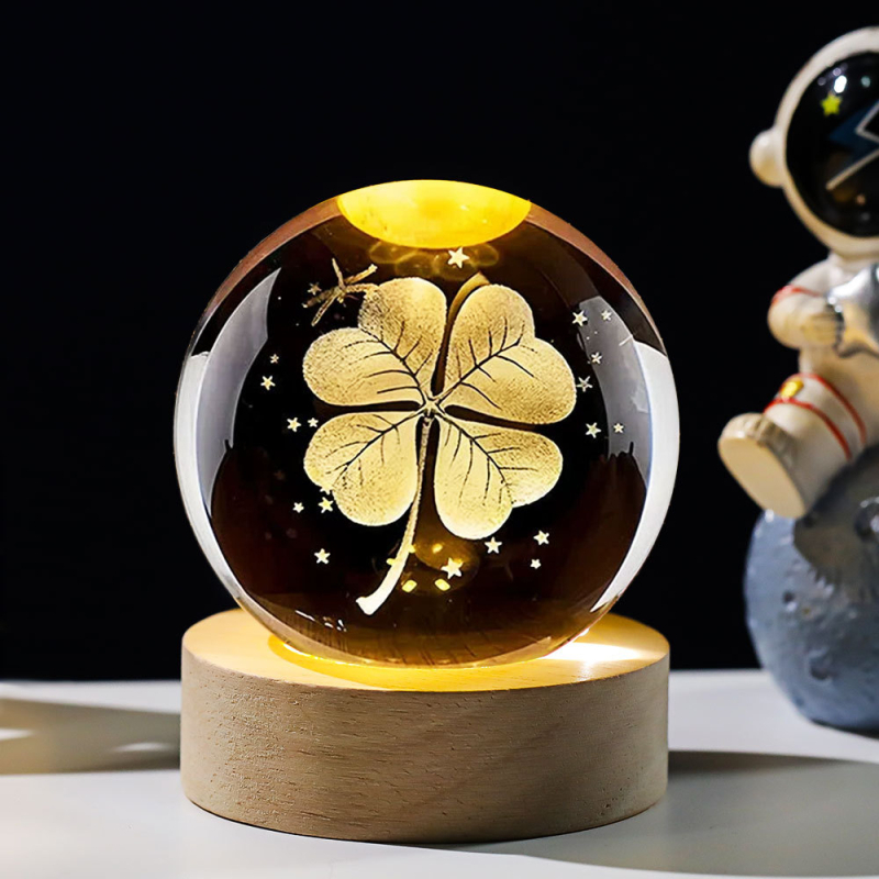 Krištáľová guľa nočné svetlo s laserovým gravírovaním galaxie Slnečnej sústavy – Materiál: Kryštál; Štýl: Moderný minimalistický; Stolná dekorácia