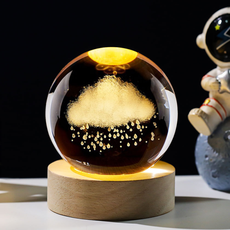 Krištáľová guľa nočné svetlo s laserovým gravírovaním galaxie Slnečnej sústavy – Materiál: Kryštál; Štýl: Moderný minimalistický; Stolná dekorácia