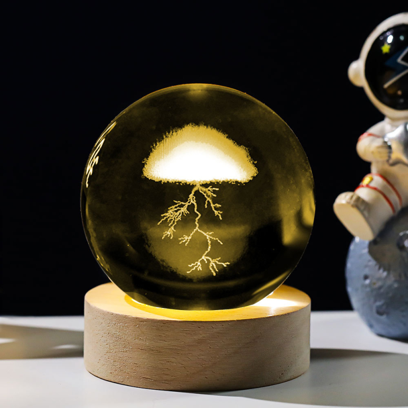 Krištáľová guľa nočné svetlo s laserovým gravírovaním galaxie Slnečnej sústavy – Materiál: Kryštál; Štýl: Moderný minimalistický; Stolná dekorácia