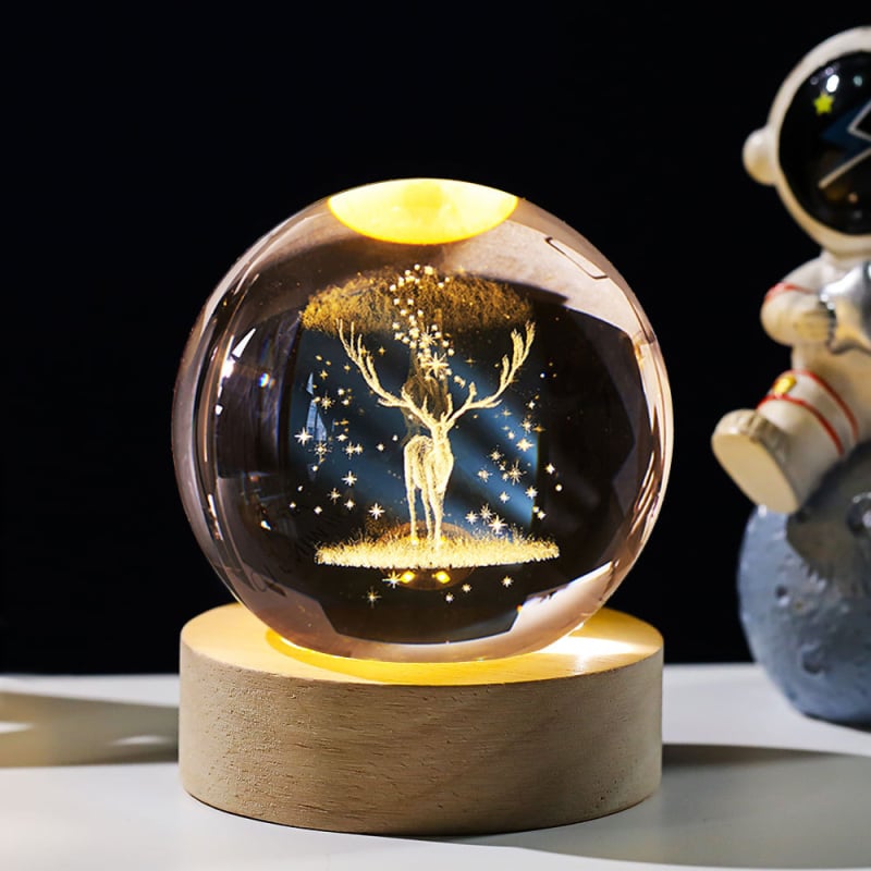 Krištáľová guľa nočné svetlo s laserovým gravírovaním galaxie Slnečnej sústavy – Materiál: Kryštál; Štýl: Moderný minimalistický; Stolná dekorácia