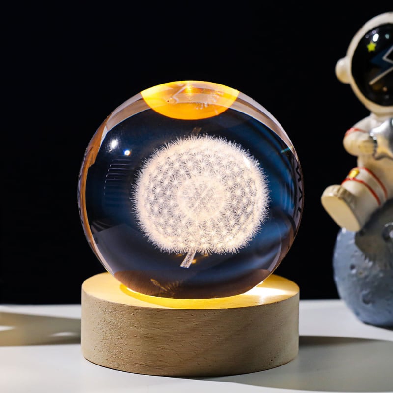 Krištáľová guľa nočné svetlo s laserovým gravírovaním galaxie Slnečnej sústavy – Materiál: Kryštál; Štýl: Moderný minimalistický; Stolná dekorácia