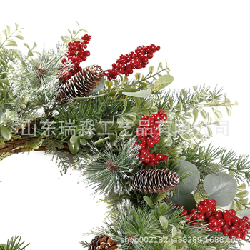 Umelá ovocná vianočná girlanda s prírodným rotanom, ručne vyrobená dekorácia na vnútorné dvere, stenu a okno.