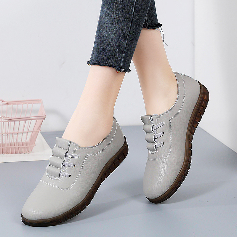 Női bean shoes, kerek orrú, PU felsőrész, rugalmas zárás, alacsony sarok
