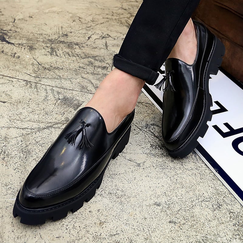 Férfi Slip-On Loaferek, hegyes orrú, bőr toe-cap, PU felsőrész, légáteresztő