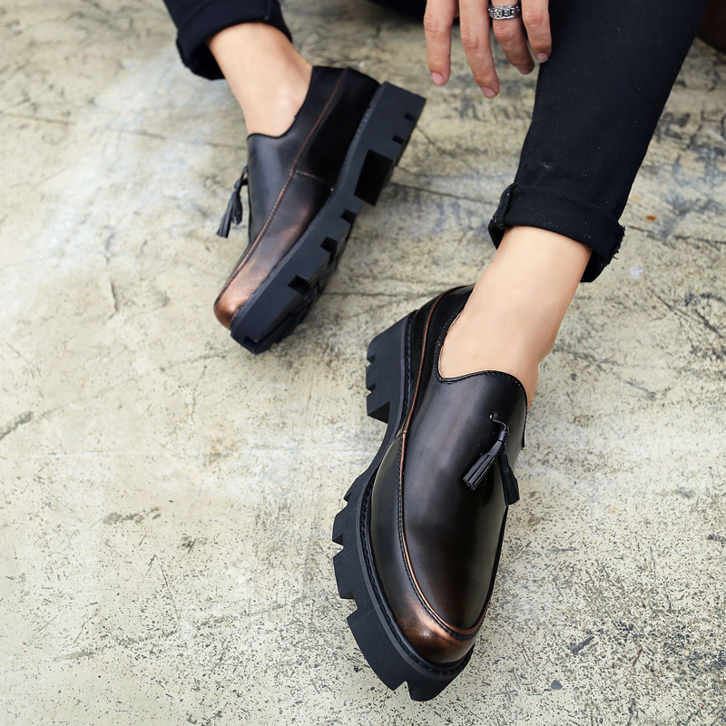 Férfi Slip-On Loaferek, hegyes orrú, bőr toe-cap, PU felsőrész, légáteresztő